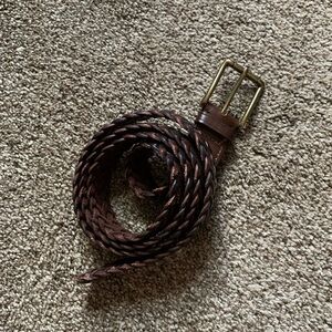 Men’s Brown Braided Genuine Leather Belt 42